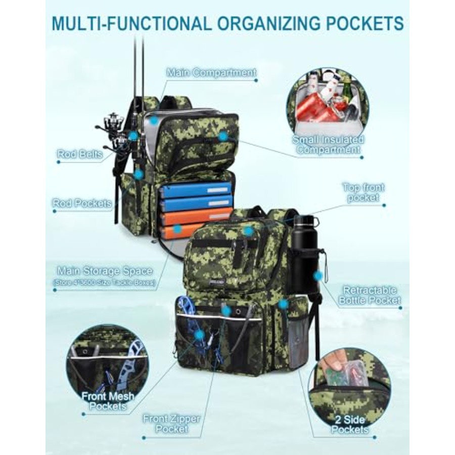 Fishing Backpack with Rod Hold - Fishing Equipment Usa ulasan dan harga